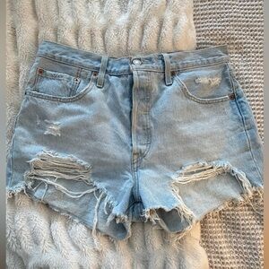 Levi's Light Blue Distressed Jean Shorts
